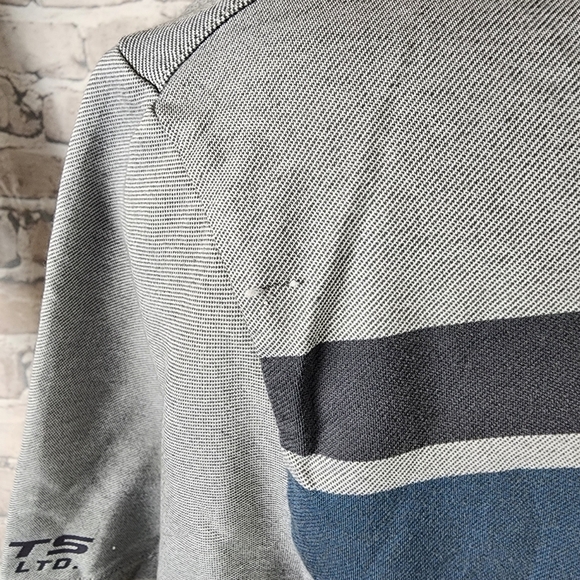 Travis Mathew Golf Polo Striped Gray Heather Measures as XL - Picture 7 of 13